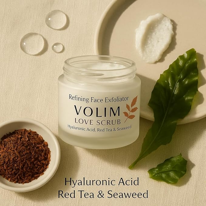 Love Scrub with Hyaluronic Acid Natural Face Exfoliator for Wrinkles, Acne, Fine Lines, Blackheads & Clogged Pores