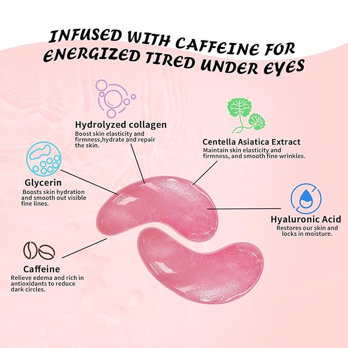 Under Eye Patches (8 Pairs), Caffeine Eye Masks for Dark Circles Puffy Eyes Undereye Bags, Collagen Eye Patches for Wrinkles and Puffiness, Skin Care Gift for Her