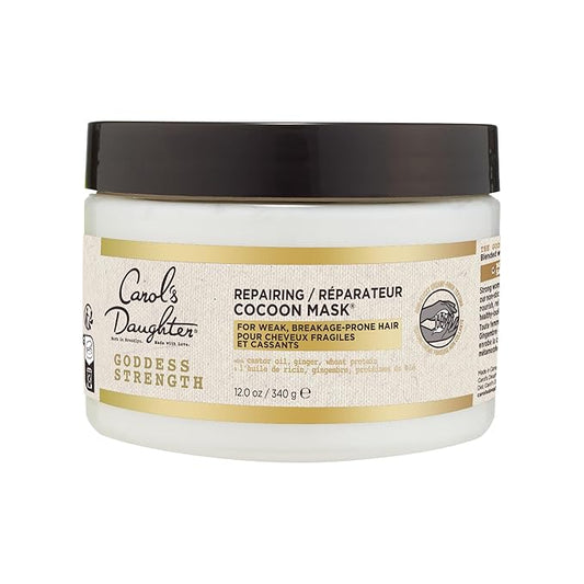 Carol's Daughter Goddess Strength Repairing Cocoon Hydrating Hair Mask for Waves, Coils and Curls, Hair Treatment With Castor Oil, 12 Oz