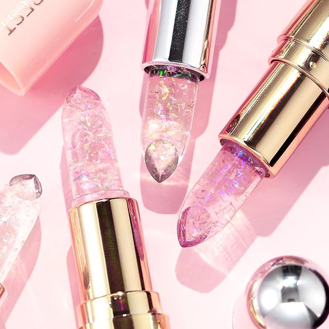 Glimmer Balm, pH Lip Balm, Magic Color Changing pH Lipstick, Moisturizing Tinted Lip Balm, Lip Glowy Balm, PH Reacting Lip Balm, Hydrates & Plumps, Pink Shimmer Lipstick (01# Colourless)