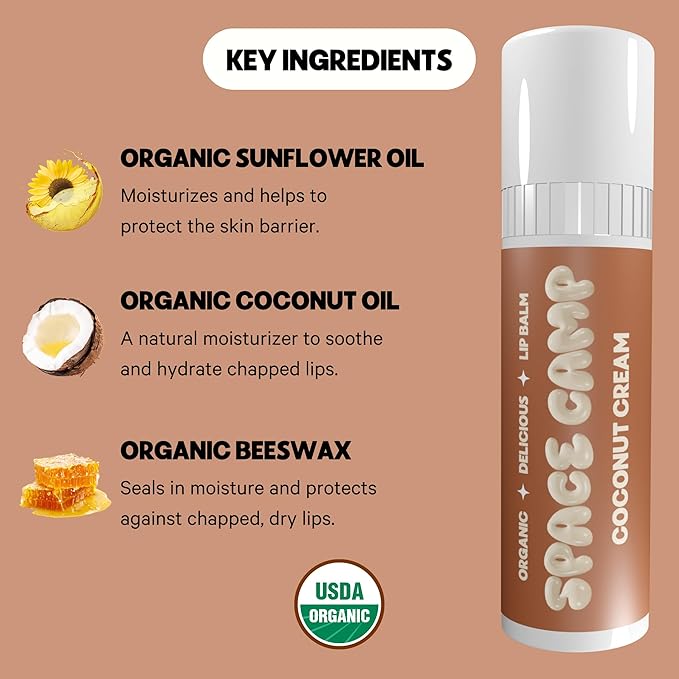 Wellness Jumbo Lip Balm - Coconut Cream Organic Flavored Balm (2 Pack)