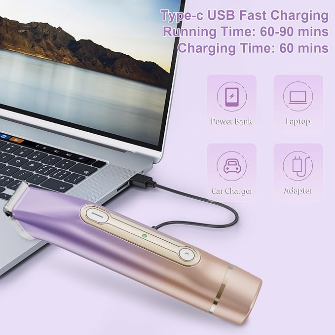 Bikini Trimmer for Women, 2-in-1 Electric Razor for Women, IPX6 Waterproof Wet & Dry Dermave Bikini Shaver, Rechargeable Pubic Hair Trimmer, Electric Shaver for Legs Body Face Hair