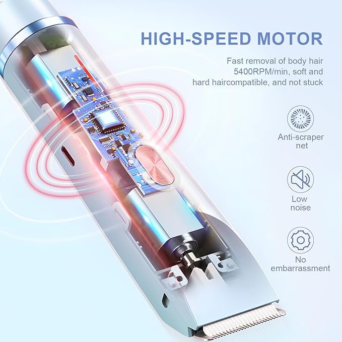 Dermave Bikini Shaver - Bikini Trimmer for Women, Painless Hair Removal for Face, Body & Intimate Areas (Blue)