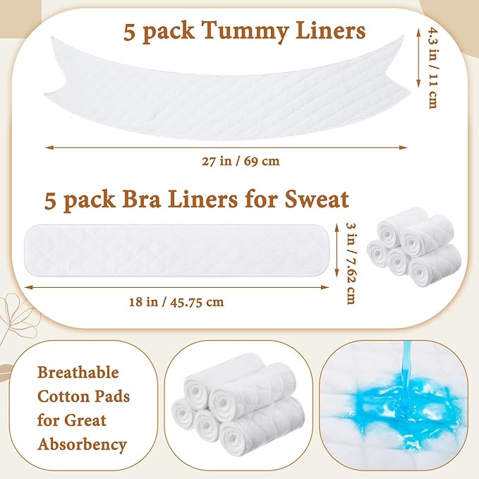 Cotton Tummy Liners and Bra Liners Set for Sweat Rash Skin Folds Plus Size Women Sweating Supplies
