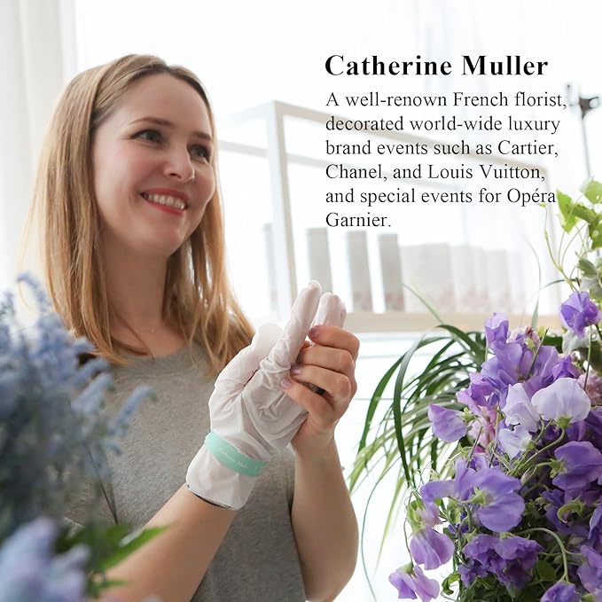 Catherine Muller Floral Hand Mask 8 Pairs, Moisturizing Gloves for Dry Hands with Elder Flower & CICA, Repairing and Nourishing Hand Care Treatment for Cracked, Rough, and Dry Skin