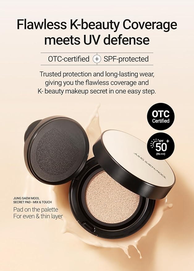 [JUNGSAEMMOOL OFFICIAL] Essential Skin Nuder Cushion (04 N Light) | Refill not Included | Natural Finish | SPF50 Broad Spectrum | Korean Makeup Artist Brand | Foundation Makeup
