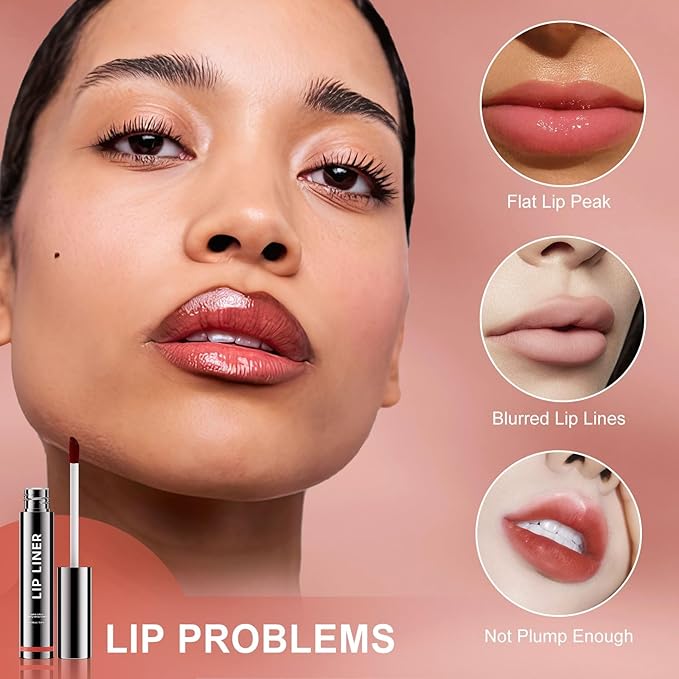 OETUIOW Lip Stain Peel Off, Lip Liner Moisturizing Long-Lasting & Waterproof, Transfer Proof & Plumping, Non-Stick Cup, Mauve Color