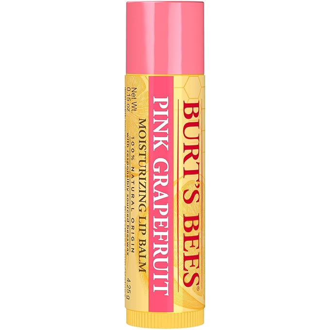 Burt's Bees 100% Natural Moisturizing Lip Balm, Pink Grapefruit with Beeswax & Fruit Extracts, 1 Tube
