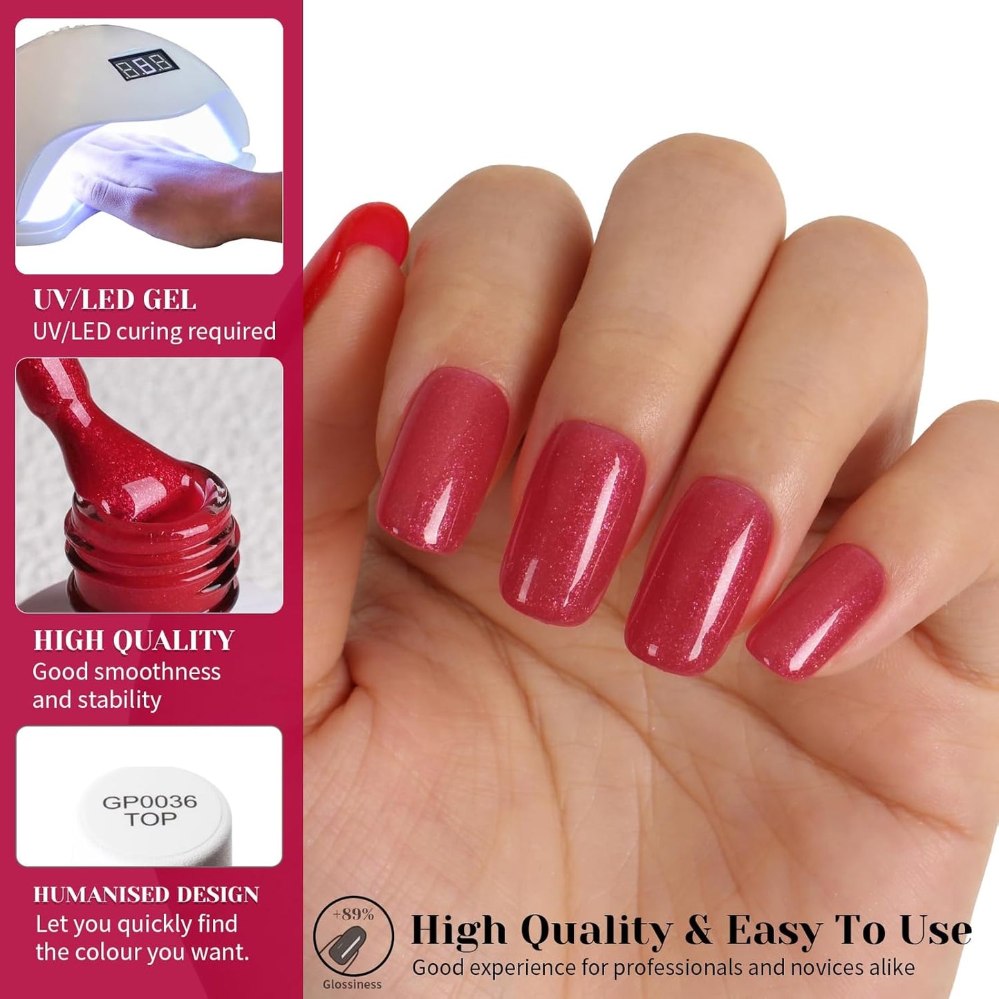 Dark Peach Glitter Gel Polish, Golden Sparkly Deep Peach Red Gel Nail Polish, 15ml UV/LED Soak Off Gel Polish for Manicure Salon or DIY Nail Art at Home - GP0093