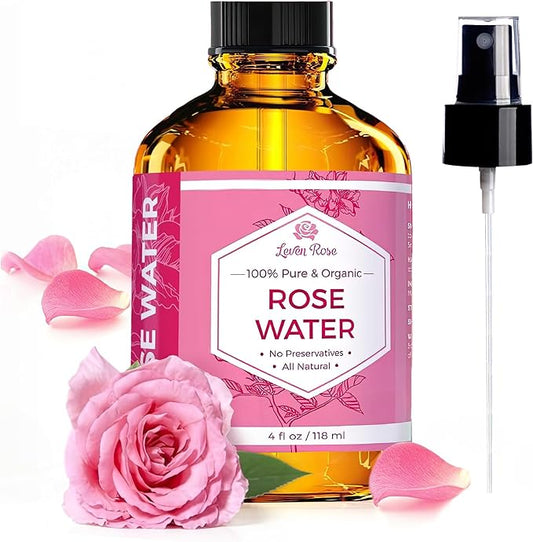 Rose Water Spray for Face by Leven Rose - Pure Natural Moroccan Rosewater Hydrosol Face Spray - Organic Rose Water for Hair 4 oz