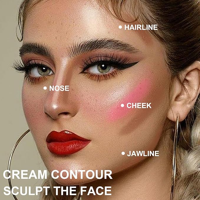 3 Pcs Face Contour Stick Kit, Matte Finish Face Stick Trio with Bronzer Blush Highlighter and Brush, Long Lasting Waterproof Cream Beauty Wand Makeup Set for Sculpt Glowing Face Look (#4, 10, 14)