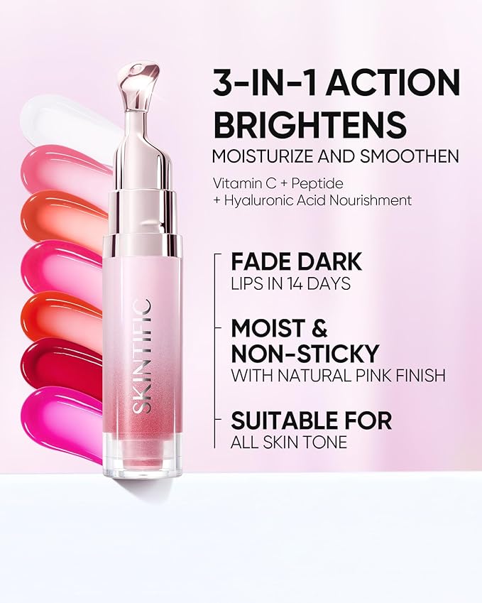 Hydrating Brightening Lip Serum, Nourishing Hydration Tinted Lip Stain, Plumping Lip Gloss with Polypeptide Squalane (01 Baby Pink)