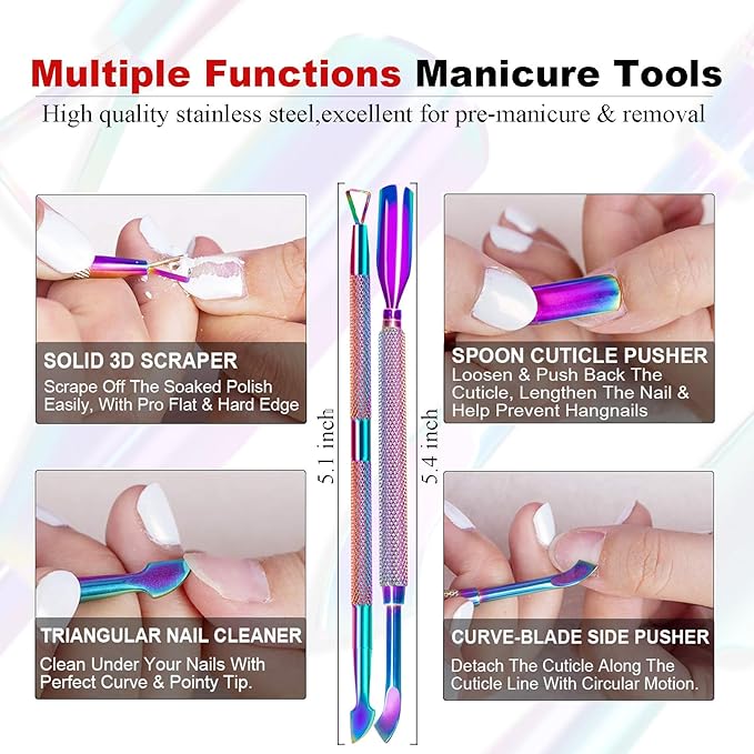 Gel Nail Polish Remover - Gel Polish Remover Kit with Cuticle Oil & Latex Tape & Colored Peel Off Manicure Tools, Gel Remover for Nails 2-5 Minutes, No Soaking,Wrapping