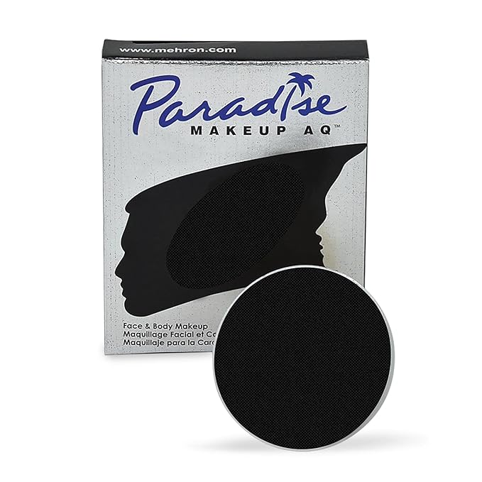 Mehron Makeup Paradise Makeup AQ Refill Size | Stage & Screen, Face & Body Painting, Beauty, Cosplay, and Halloween | Water Activated Face Paint, Body Paint, Cosplay Makeup .25 oz (7 ml) (BLACK)
