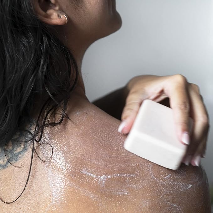 ATTITUDE Body Scrub Bar, Natural Origin, Gentle Exfoliator for Body and Foot, Nourishes and Softens Skin, Bamboo Powder & Shea Butter, EWG verified & Vegan, Sandalwood, 4 Oz