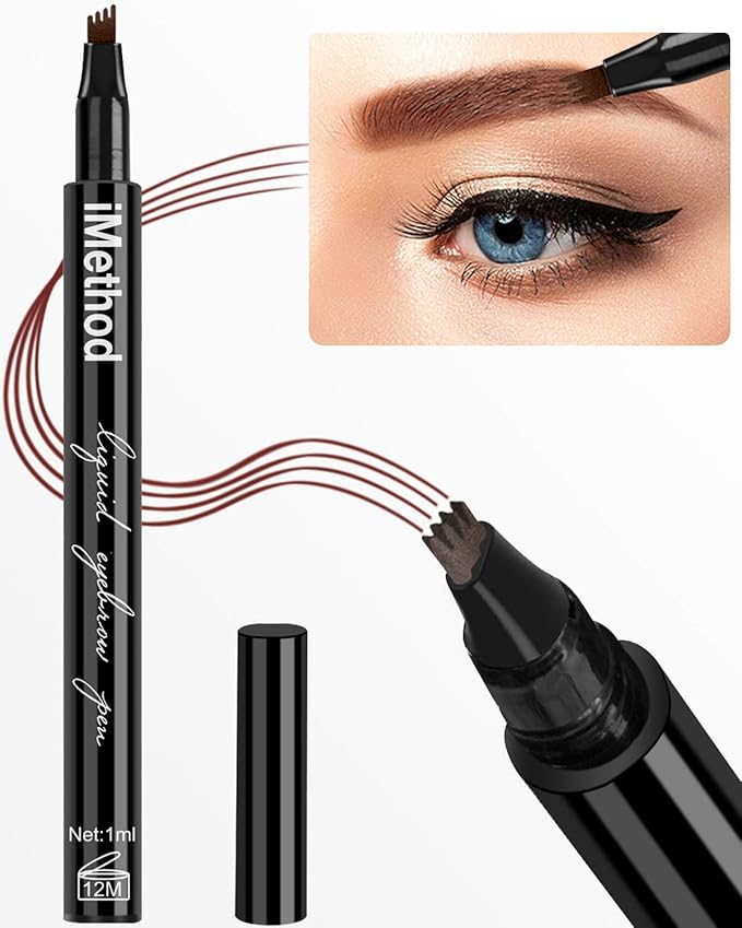 iMethod Eyebrow Pen - iMethod Eyebrow Pencil with a Micro-Fork Tip Applicator Creates Natural Looking Brows Effortlessly and Stays on All Day, Reddish Brown