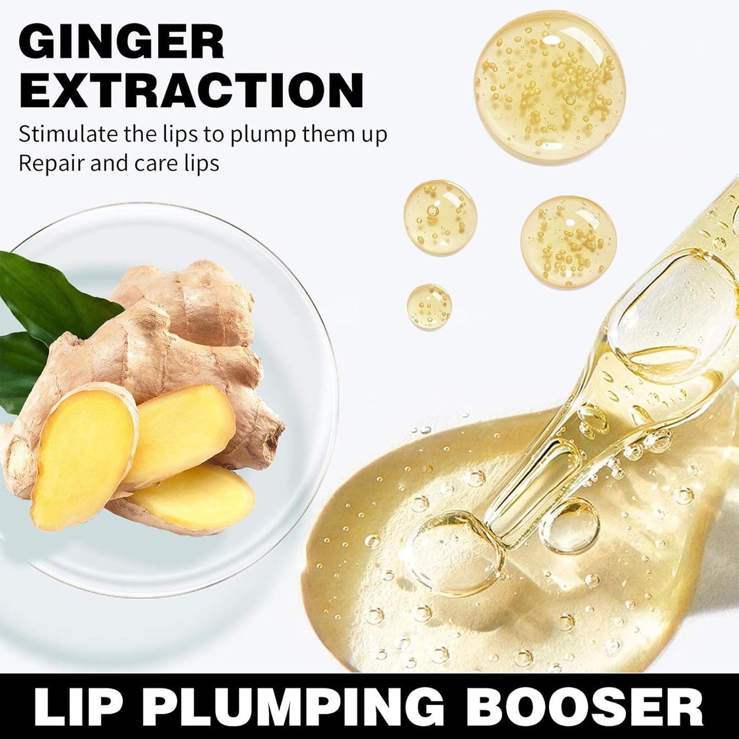 Erinde Lip Plumper Gloss, Natural Ginger Lip Plumping Booster, Ultra-Hydrating & Nourishing Plump Lip Plumper, Glossy Finish Fuller Lip Plumping Oil for Women Girls, G05