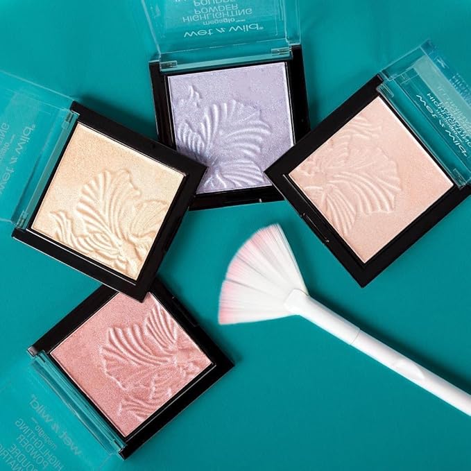 wet n wild MegaGlo Highlighting Powder, Highlighter Makeup, Shimmer Glow, Pink Rose Gold Blossom Glow