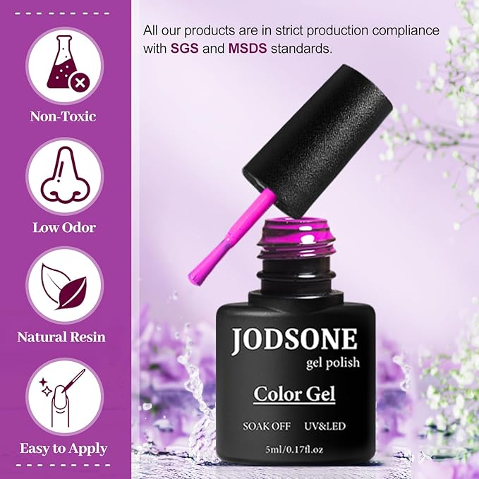 JODSONE 32+4 Pcs Gel Nail Polish Kit Soak Off Gel Polish Set Glitter Gel Nail Kit Nail Art Salon DIY at Home Manicure Kit