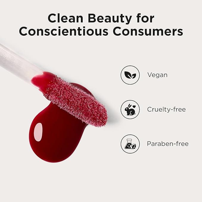 Côte Tempted Peptide Lip Shine – Warm Berry Lip Gloss for Bold Color & Hydration – Vegan, Cruelty-Free, Anti-Aging with Shea Butter & Hyaluronic Acid – Long-Lasting, Smooth, Moisturizing Shine