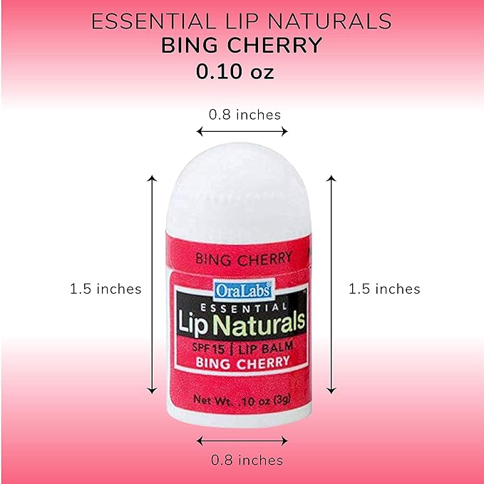 Lip Naturals® | Mini Cherry Lip Balm with Sunscreen (SPF-15) | Made in USA with Beeswax & Coconut Oil | 12-Count Mini Lip Balm Pack with Bing Cherry Flavor (0.10oz/3g Each)