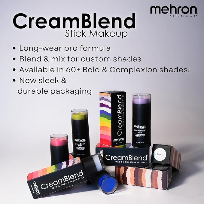 Mehron Makeup CreamBlend Stick | Face Paint, Body Paint, & Foundation Cream Makeup | Perfect for Halloween .75 oz (21 g) (Light 4)