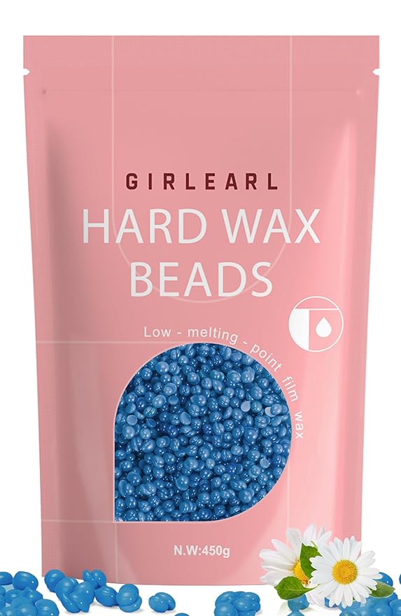 Hard Wax Beads, 1lb Wax Beans for Hair Removal, Hard Wax for Women Sensitive Skin at Home, Wax Refill Perfect for Brazilian Bikini, Eyebrow, Legs, Facial and Full Body with Chamomile Formula
