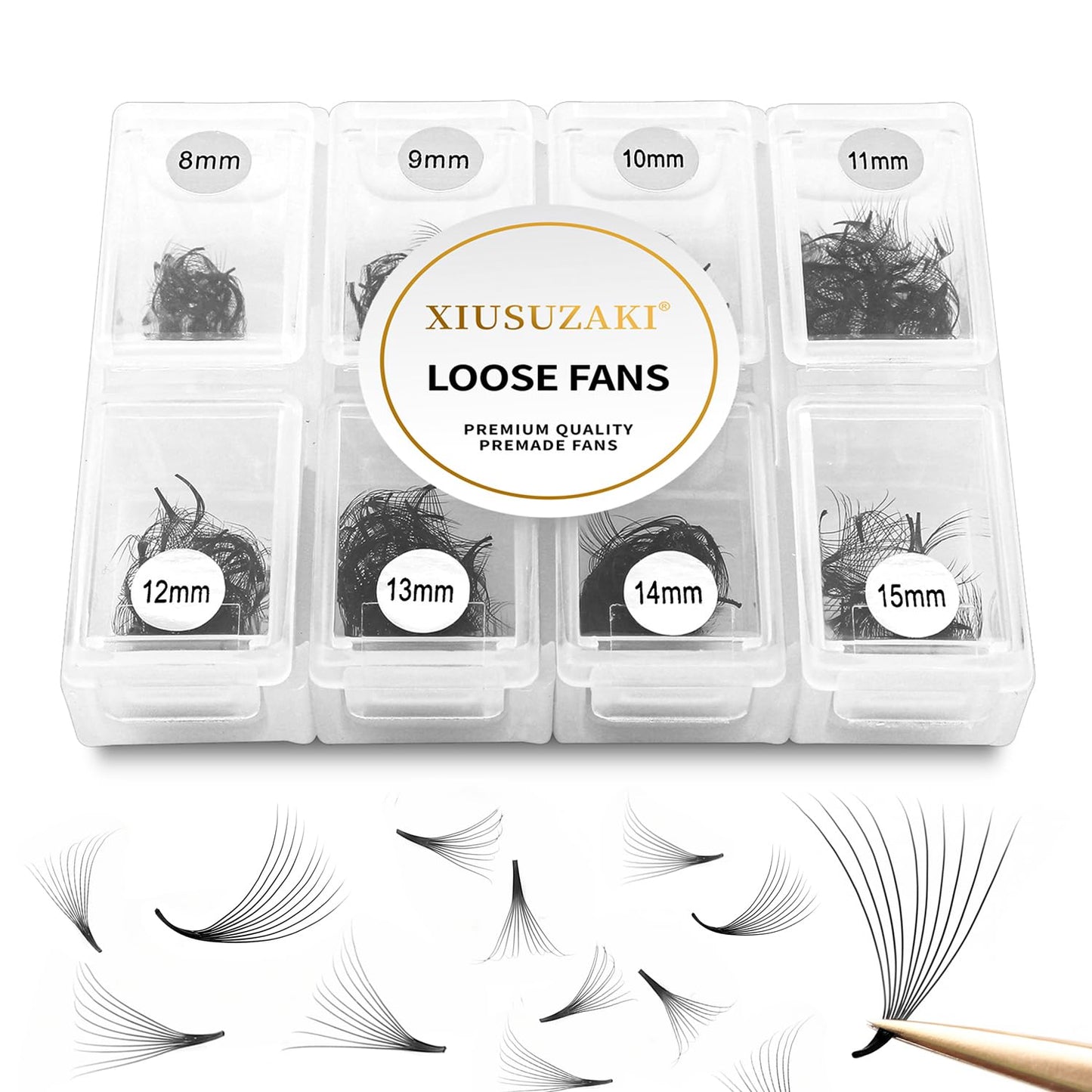 Premade Fans Eyelash Extensions - 600 Fans, 7D Lashes, 0.07mm Thickness, D Curl Mix, 8-15mm