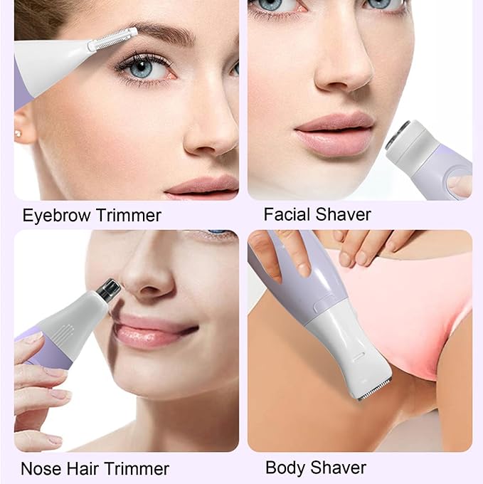 Electric Razors for Women, Bikini Trimmer for Women, Multifunction 5 in 1 Lady Shaver Kit for Face Nose Eyebrow Arms Armpit Legs Pubic Area