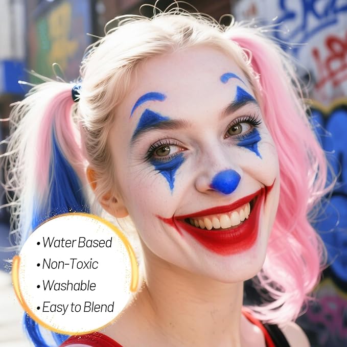 Blue Water Based Face Body Paint, 2.37 OZ Large Tube Full Coverage Face Paint for Avatar Smurfs Mermaid Cosplay Makeup, Washable Royal Blue Body Painting Cream for Adult Halloween SFX Makeup