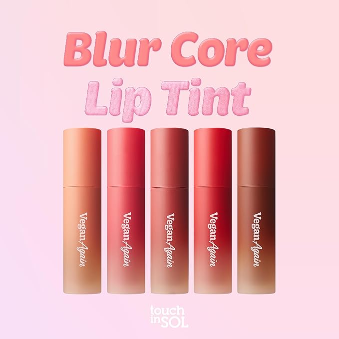 Touch in Sol Vegan Again Blur Core Lip Tint (#Chill-out Red) - Long Lasting, High Pigment Velvet Matte Lip Stain – Lightweight Smooth Blur Finish, 0.12 Oz