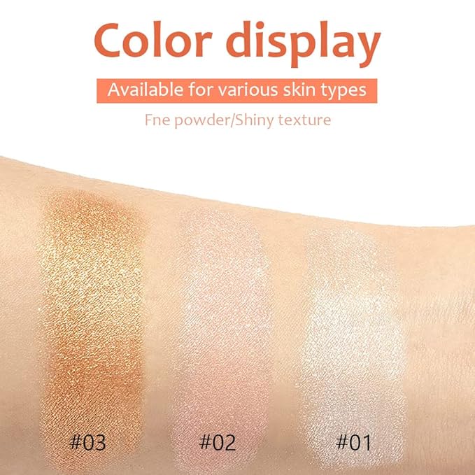 evpct 3Pcs Glitter Highlighter Powder Stick Make up Puff Fairy Stick Peal White Pink Bronze Shimmer Glitter Face Eye Body Liquid Highlighter makeup illuminators de maquillaje Glow Makeup Shimmer Stick