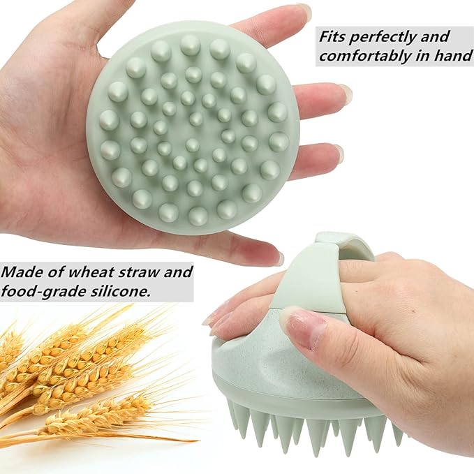 Hair Scalp Massager Shampoo Brush Silicone Scalp Scrubber Head Scrubber Exfoliating Brush - Green