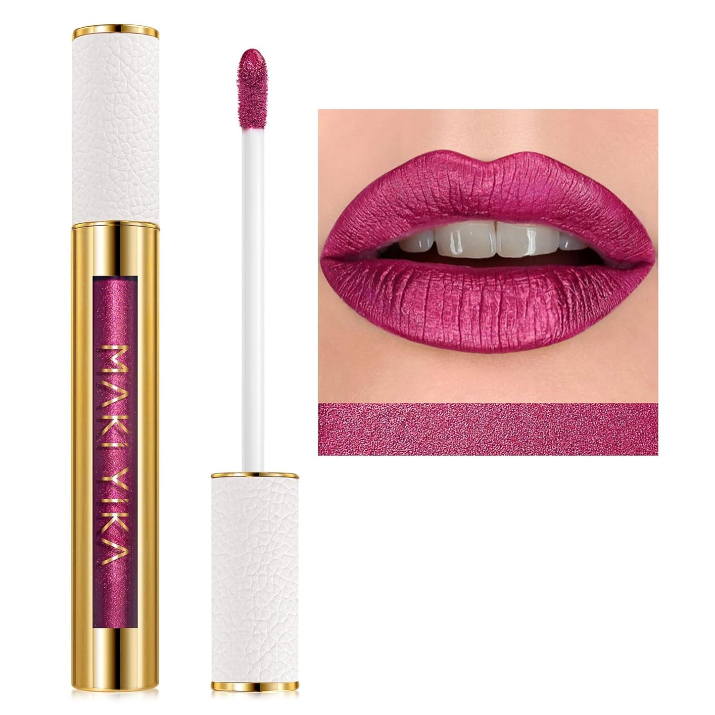 MAKI YIKA Metallic Lipstick - Long Lasting Hot Pink Lipstick for Women, High Shine No Smudge Transferproof Full-Coverage Lip Gloss (BR02 Metal Barbie)