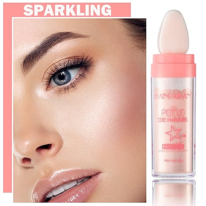 Polvo De Hadas Body Shimmer Glitter Highlighter Powder Makeup,High Gloss Sparkle for Face Body Hair,Create The Most Sparkly And Attractive Glitter Makeup - Nude Pink
