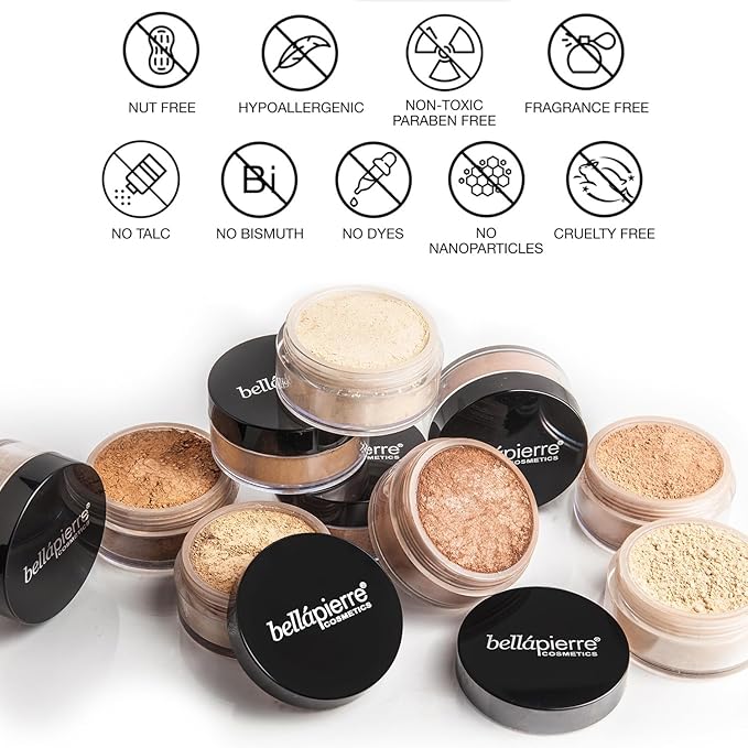 bellapierre Mineral Foundation SPF 15 - Loose Powder Foundation | Vegan & Cruelty Free Natural Makeup | Full Coverage Matte Finish | Hypoallergenic | Oil & Talc Free - 0.32 Oz - Biscotti