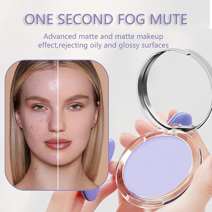 Chillab Lavender Matte Powder,Matte Oil Control Face Pressed Powder,Face Setting Powder with Mini Powder Puff for Silky Flawless Long-Lasting Lightweight Skin-friendly Face Cosmetics (Lavender)