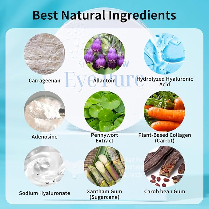 Hyaluronic Panthenol Under Eye Patches Vegan Firming Eye Gel Mask for Wrinkle, Puffy Eye, Dark Circle Treatment 30 Pairs