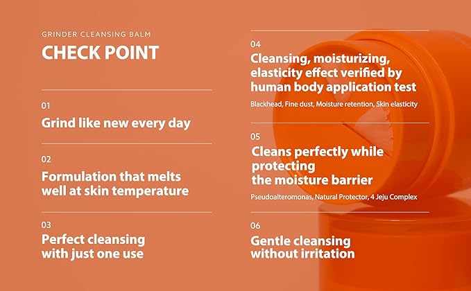 Grinder Cleansing Balm Korean Makeup Remover Hydrating Facial Wash for All Skin Types Sorbet texture 1.76 Ounce (Pack of 1)