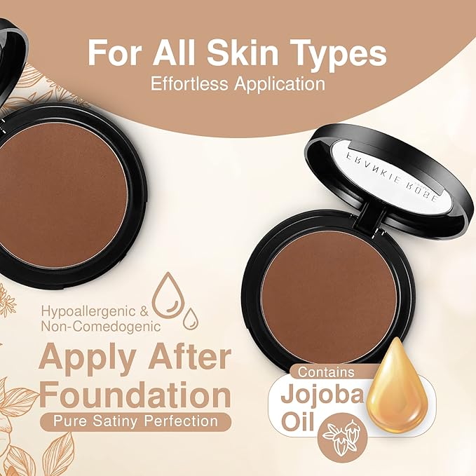 Frankie Rose Cosmetics Powder Foundation – Full Coverage Face Powder For Pores & Imperfections, Evens Out Skin Tone & Shine-Control | 58 Grams (Espresso)