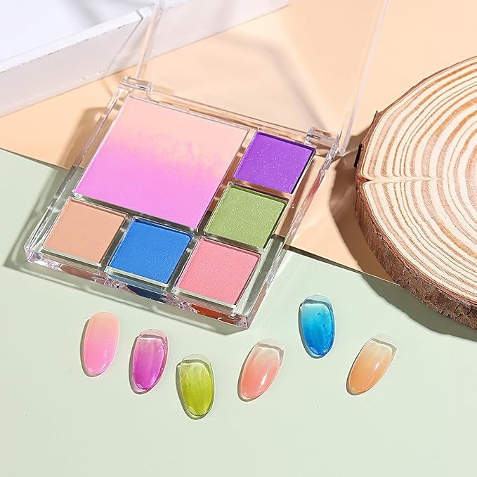 7 Colors Solid Fluorescent Neon Pigment Powder Set Gradient Iridescent Rainbow Palette Glitter Dust for Nail Art Gel Polish Mermaid Unicorn Rubbing Powder