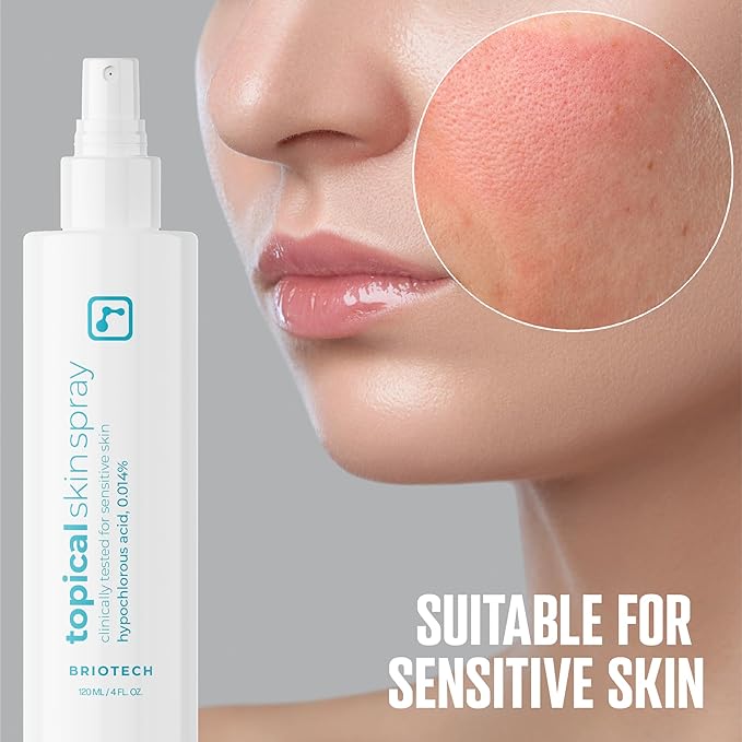 BRIOTECH Topical Skin Spray, Hypochlorous Acid for Sensitive Skin, HOCl Facial Mist, Full Body Support Against Irritation, Calm Redness, Soothe Foot & Scalp, 1 Gallon Refill (2 Pack)