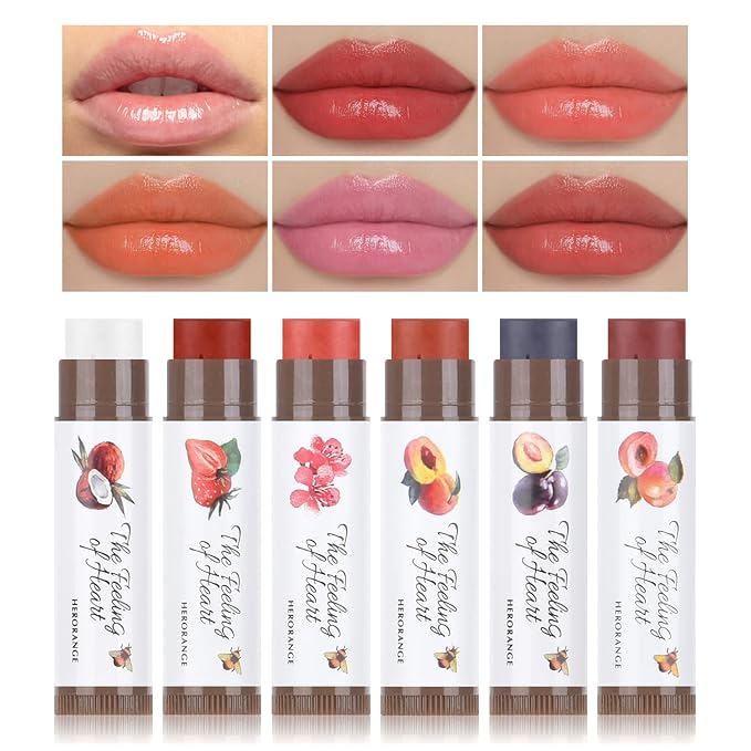 Tinted Lip Balm, Tinted Chapstick 2 in 1 Moisturizing Lip Balm and Buildable Lipstick, Instant Hydration Chapped Lips and Pale Lips, Keep Lips Hydrated Lip Moisturizer, 0.16Oz, Pack of 6