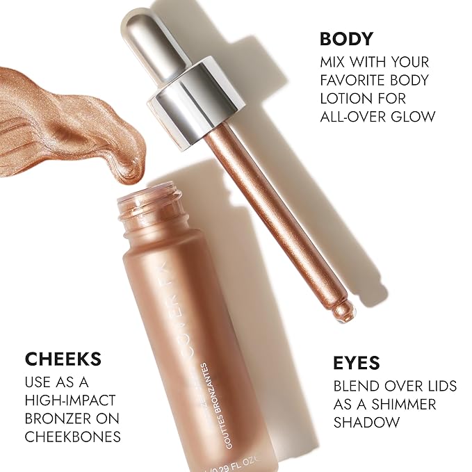 COVER FX Custom Bronzer Drops - Gilded Glow: Rich Bronze - 1 Fl Oz - Radiant Glow Liquid Bronzer - Customizable Color