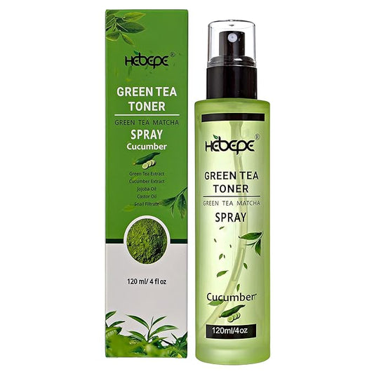 Green Tea Face Mist with Cucumber 4 oz, Matcha Facial Toner Spray Hyaluronic Acid for All Skin, Hydrating Soothing Reduces Redness Cooling After-Sun for Women Men, Alcohol-Free