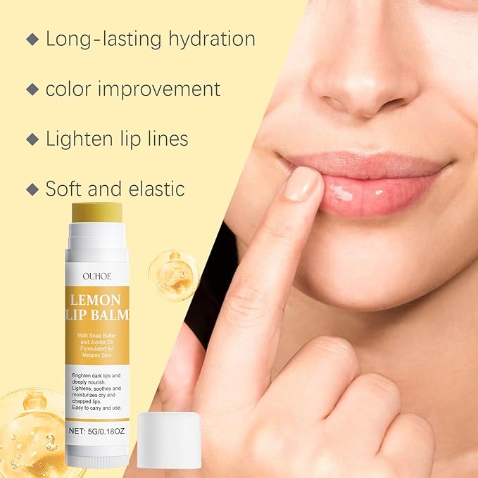 Lemon Lip Balm | All Natural Turmeric Lip Balms & Moisturizers | Hydrates Care Lip Balm, Brighten & Nourish Dark Lips Effortlessly