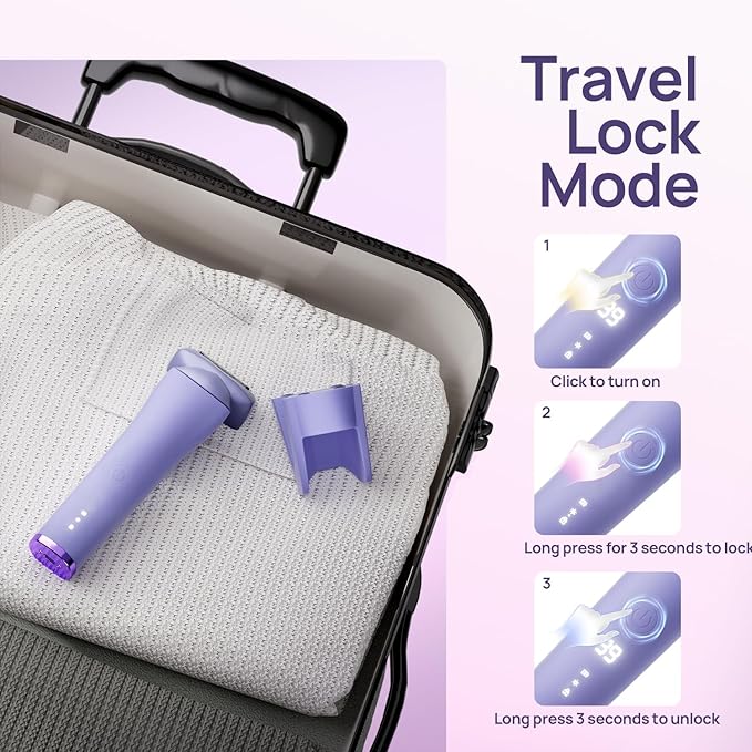 Buqikma Bikini Trimmer for Women - Painless Rechargeable Electric Razor Silk-Smooth Pubic Hair Trimmer Ipx6 Waterproof & Bikini Shaver with Charge Dock for Full Body with Ceramic Blade, Purple