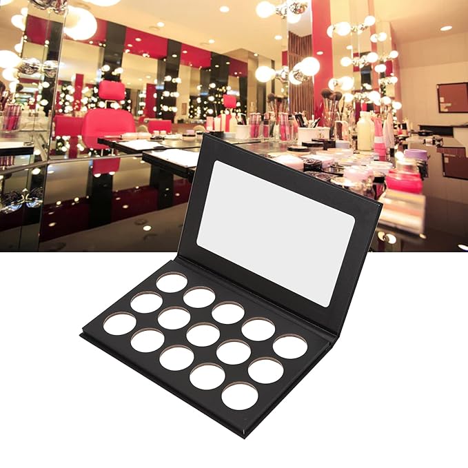DIY Empty Eyeshadow Palette, Empty Makeup Palette, Black 15 Compartment Empty Makeup Palette for Blush Bronzer Powder
