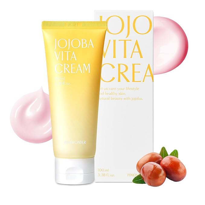 PINKWONDER Jojoba Vita Cream 3.38oz (100ml), Jojoba Oil and vitamin B12 Face Cream, Soothing for Sensitive Skin, Hypoallergenic, Korean Skincare