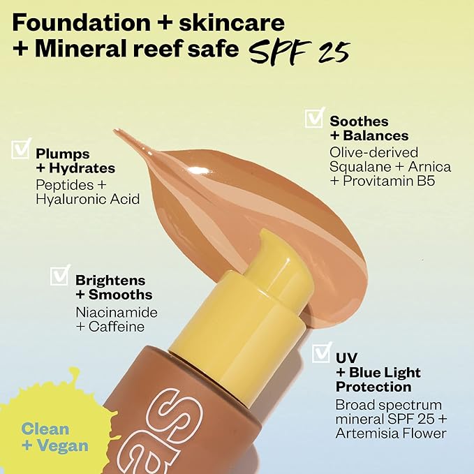 Kosas Revealer Skin-Improving Foundation with SPF 25 Protection - Hydrate, Brighten, Soothe, Plump, Protect Skin - Smoothing Texture, Natural Finish and Clean Formula - Medium Warm 240